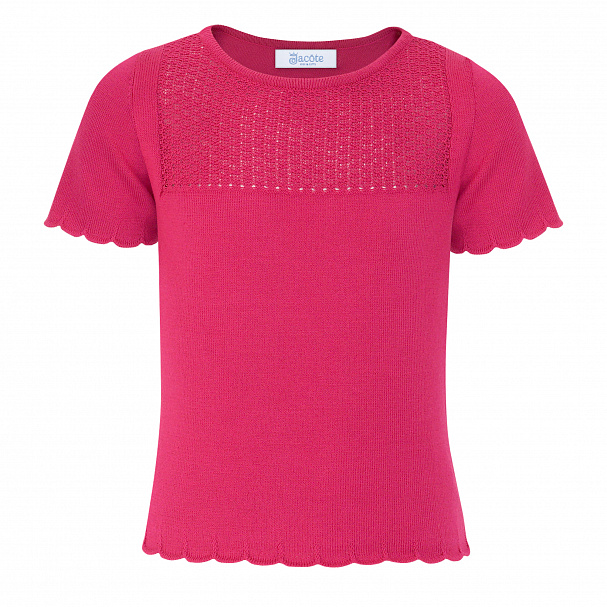 картинка Джемпер ярко розового цвета с ажурным рисунком от магазина Одежда+